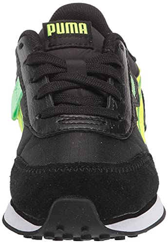 PUMA PUMA Future Rider Twofold Suede Sneaker Black-Yellow Alert-Elektro Green, 5.5 US Unisex Big Kid