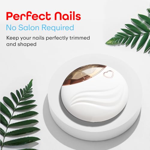Image of Prime Pick Safe Trim Electric Nail Clipper Portable Anti Splash Anti Pinch Automatic Nail Cutter Baby Adult Manicure Grooming Tool Quiet Operation USB Rechargeable White
