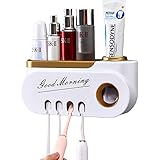 Toothbrush Holder Bathroom Set, Multi-Functional Toothbrush Holder with Automatic Toothpaste...