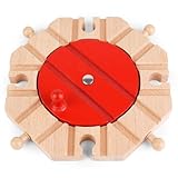 Wooden Train Track Expansion Pack 8 Way Turntable Brick Bridge Accessory Set Compatible for Tabletop Play, Toddler Activities and Family Fun(Wooden Train Track Turntable, Piece, 1)