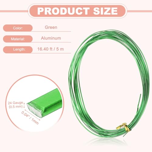 Image of uxcell 1 Rolls 24 Gauge Flat Aluminum Wire, 16.40 ft Soft Craft Wire for Flower Bonsai Crafts Carving DIY Bezel Sculpting Gem Metal Wrap, Green