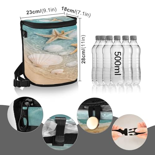 Image of senya Car Trash Can Car Garbage Can Car Waste Basket,Starfish Seashell on Beach Leak-Proof Car Trash Bin, Car Trash Hanging Car Accessories Interior Car Organizer Bag