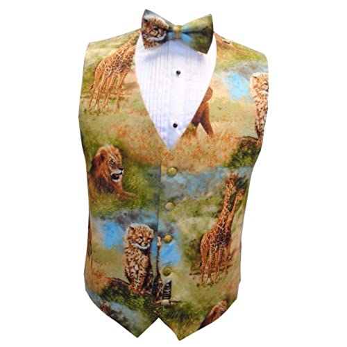 David's Formal Wear Zoo Animals Tuxedo Vest and Bow Tie Size X-Large