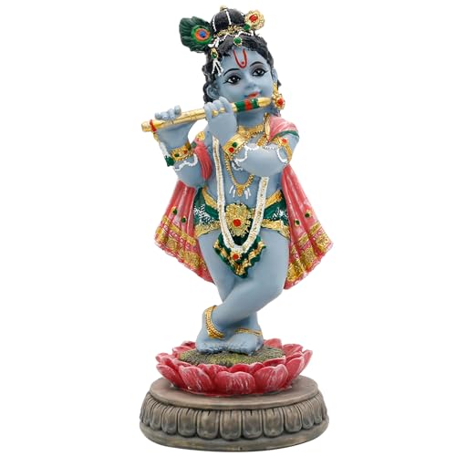 alikiki Polystone Hindu Krishna Idol Statue - 5.7Â”H Indian God L...