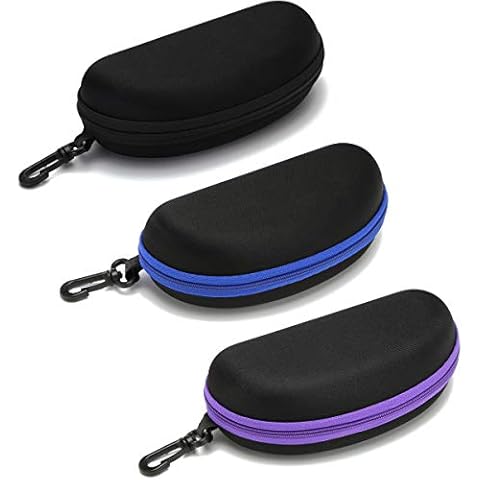 Sunglasses Case,(3 Pack) Portable Travel Zipper Eyeglasses Frame glasses Case Hook For Mens and womens Cover