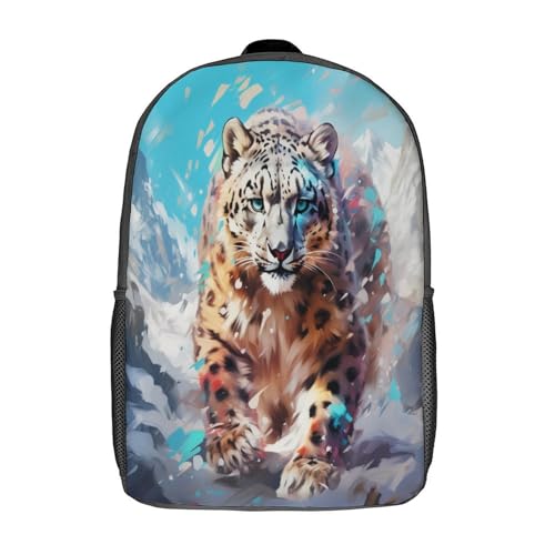 Sac à dos enfant léopard des neiges 17 pouces et sac à déjeuner d'école