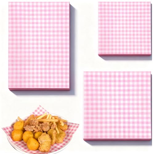 150 PCS Greaseproof Paper Sheets for Food 3 Sizes Food Grade Wrap Paper Red Checkered Basket Liners Waterproof Wax Paper for Deli/BBQ Sandwich Hamburgers Cake Cheese Cookies Buffet