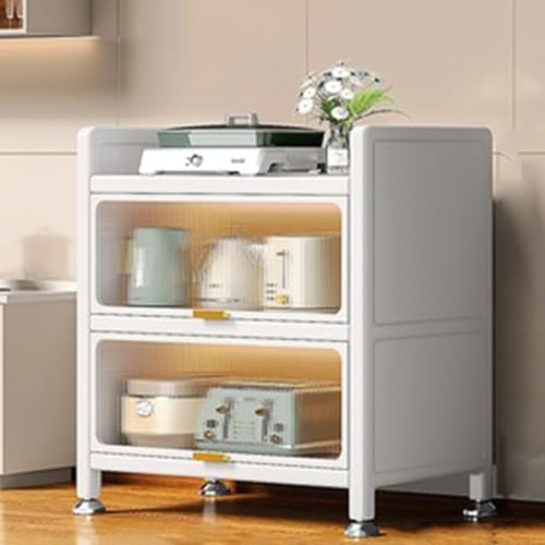 Modern Freestanding Baker's Rack - Stylish Microwave Stand & Sideboard, Metal Storage Storage Rack for Kitchen, Living Room & Office, Compact 80x42x144cm, Black Design