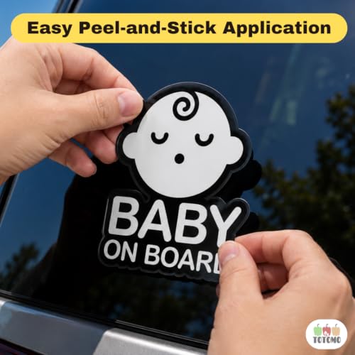 Image of TOTOMO Baby on Board Sticker for Car - Window Decal, Bumper Sign for New Parents, Durable Waterproof Safety Warning Sign for SUV Truck Minivan - Sleeping Boy, 1 Pack