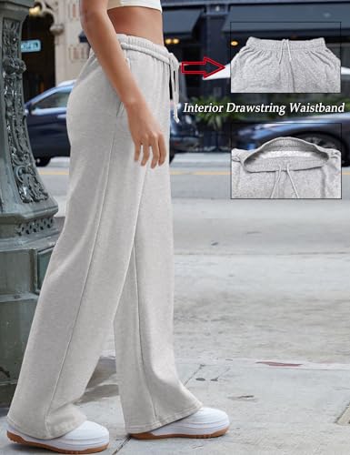 HeSaYep Women's Wide Leg Sweatpants 2025 Trendy Interior Drawstring Baggy Sweatpants High Waisted Casual Trousers Jogger Pant3