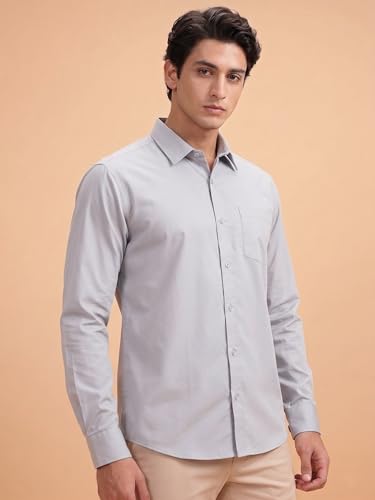 Image of Cozytton Men's Pure Cotton Solid Stylish Casual & Formal Wear Shirt | Stylish Regular Fit Full Sleeve Comfortable Office Party Trendy Shirt - Multi Color