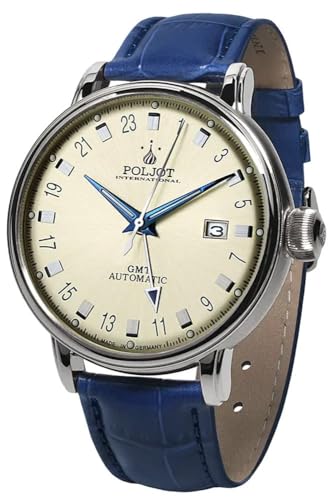 POLJOT International Reloj automático para Hombre Jaros GMT Azul/Beige 34NH.4200112