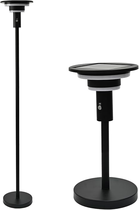 Solar Floor Lamp for Patio Waterproof IP44,Outdoor USB Rechargeable Cordless Floor Lamp with 3 Modes,Height Adjustable,Warm White 3000k Standing Solar Lights for Deck, Porch, Camping