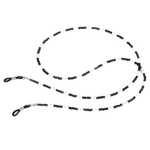 TOOGOO(R) Funky Style Eyeglasses/Sunglasses/Spectacles Bead Chain Holder Neck Cord 68cm-Black and White
