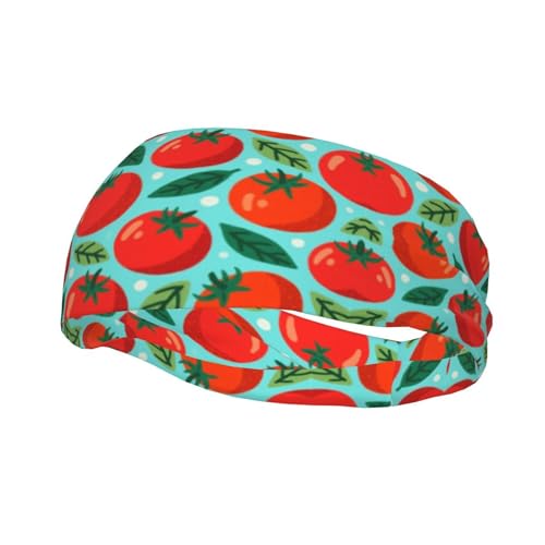 Boys Girls Sports Sweatbands, Multipurpose Long Head Band for Yoga Fitness Shower, Fashion Red Tomato Art Headwear Head Decor