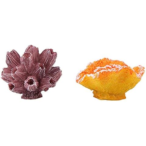 Pssopp Aquarium Dekoration Koralle 2 Stücke Realistische Künstliche Harz Korallenpflanzen Gefälschte Korallen Versteckt Ornament Künstliche Korallen Ornament Cover