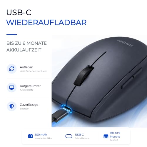 PHILIPS Wireless Mouse Bluetooth & 2.4GHz Silent Computer Mouse - image 4