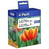 Upsek LC75 Compatible Ink Cartridge Replacement for Brother LC75/ LC71/ LC79 Ink Cartridge, Use with MFC-J625DW, MFC-J425W, MFC-J6910DW, MFC-J5910DW, MFC-J825DW, (Black, Cyan, Magenta, Yellow)