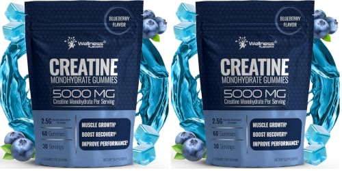 Image of WELLNESS LABSRX Creatine Gummies for Women & Men, Creatine Monohydrate Gummies, Blueberry (Pack of 2)