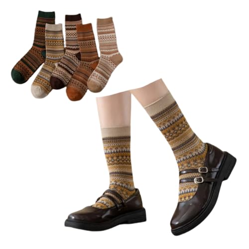 Argyle Socks Retro Diamond Crew Sock British Style Women Cotton Double-Needle Double-Layer High Ankle