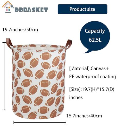 Image of Kids Laundry Hamper Footballs Hamper for Nursery Boy Clothes Hamper Cute Kids Toys Storage Bin Organizer Football Room Decor for Home(Football)