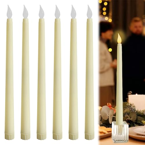 Bougie Chandelier LED,6 Pièces Fausse Bougie LED,Flamme Vacillante,Bougies Chandelier pour Mariage,Pâques,Fête D'anniversaire, Anniversaire,Mariage,Noël