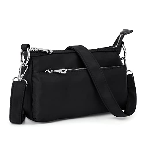 UTO Small Crossbody Bags for Women 3 Zippers Shoulder Purse with Detachable Handle and Adjustable Strap