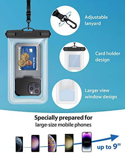 Yosh 2023 Ipx8 Floating Waterproof Phone Pouch, Floatable Waterproof Phone Case Dry Bag For Swimming With Adjustable Lanyard For Iphone 14 13 12 11 Pro Max Samsung S23 S22 A14 A71 Up To 9.0" 2Pack #TOP3