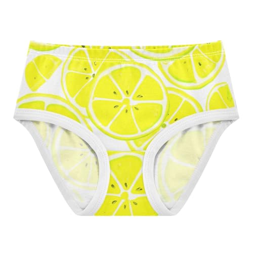 Painted Lemon Slices Yellow Toddler Girls Underwear 2t Cotton Panties for Girl Fancy Briefs Kids Undies