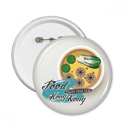 Badge multicolore Hong Kong Dim Sum en lot de 5 pièces de taille M