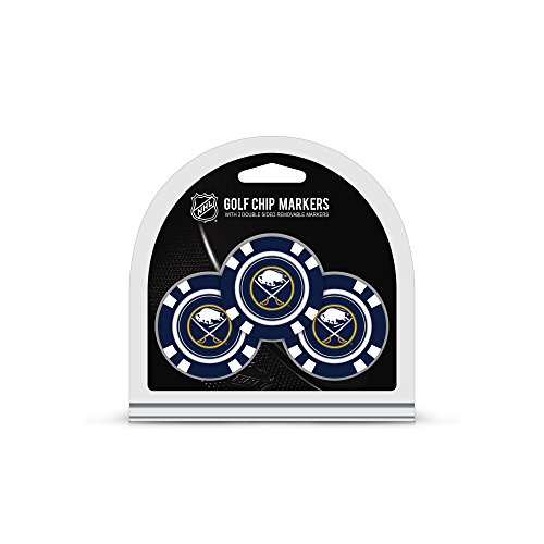 Team Golf NHL Buffalo Sabres 3 Pack Golf Chip Ball Markers, Poker Chip Size with Pop Out Smaller Double-Sided Enamel Markers