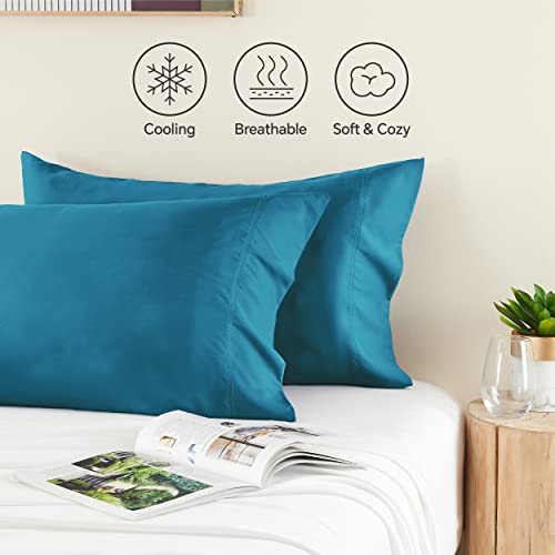 Image of BEDELITE Cooling Pillow Cases Queen 2Pcs, Rayon Made from Bamboo, Teal | Cooling and Breathable Pillow Cover for Hot Sleepers & Night Sweats, Silky Soft Cozy, Envelope Closure, 20 inchx30 inch