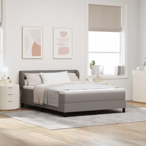 Mandloder Cama con somier con colchón, tela topo, 140 x 200 cm, cabecero ajustable, madera de pino, cama doble, diseño moderno para dormitorio