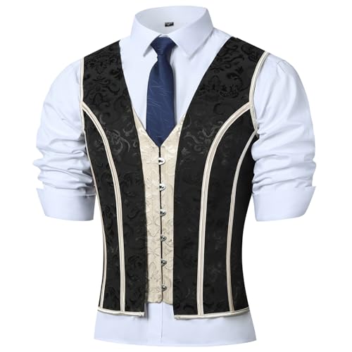 Mens Corset Vest Medieval Dress Waistcoat Lace Up Bones Wasit Trainer Wedding Stage