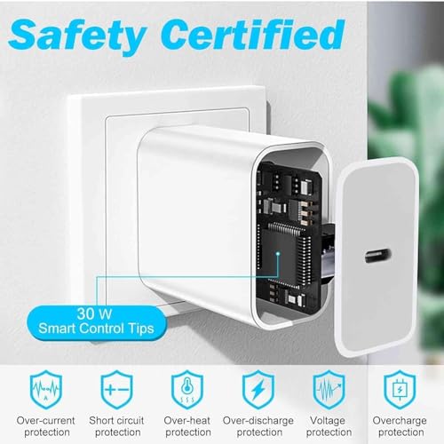 Image of 30W USB-C-Fast Charging Pixel Phone Charger Compatible with Google Pixel 8 Pro,8,7 Pro,7,7A,6 Pro,6,6A Other USB-C Devices Fast Charging [USB C Adapter with C to C Cable],White with 6 Months Warranty