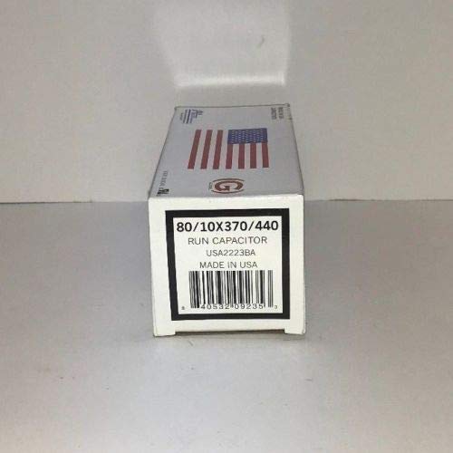 USA Made Replacement - 80 + 10 uf/Mfd Round Dual Universal Run Capacitor Replacement Amrad USA2223BA Replacement - Used for 370 or 440 VAC