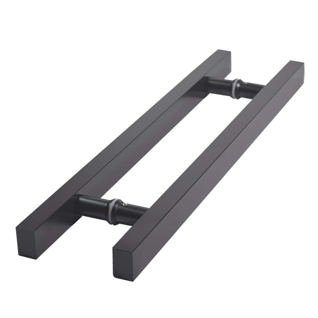 Poignée de porte push-pull en acier inoxydable noir mat tube carré longueur 80 cm