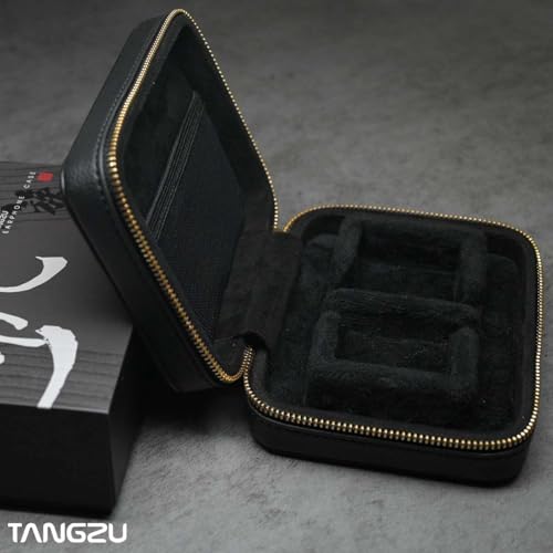 Image of TANGZU Leather Earphone Case, Water-Resistant Portable Earbuds Storage Case for Earphones, Audio Accessories, Eartips and Cables, Black