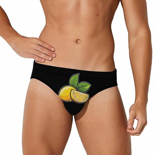 Lemon Print Men's Swim Trunks Briefs Swimsuit Swimwear Bathing for Underwear Beach