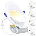 Ensenior 4 Pack 6 inch 5CCT Gimbal LED Recessed Lighting with Junction Box, 360°+90° Adjustable Directional Eyeball Light, Dimmable, 2700K/3000K/3500K/4000K/5000K Selectable, 1300LM, 13W=115W-FCC