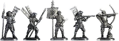 Set of 5 Asigaru Tin Soldiers Metal Sculpture Miniature Figure Collection 40 mm (Scale 1/43) (40-02)