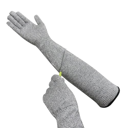 AYNKH - 1 guantes de protección alargados, guantes anticortes de nivel 5 con mango de brazo largo, guantes de protección, antiarañazos, anticortes, antipinchazos, adecuados para la construcción