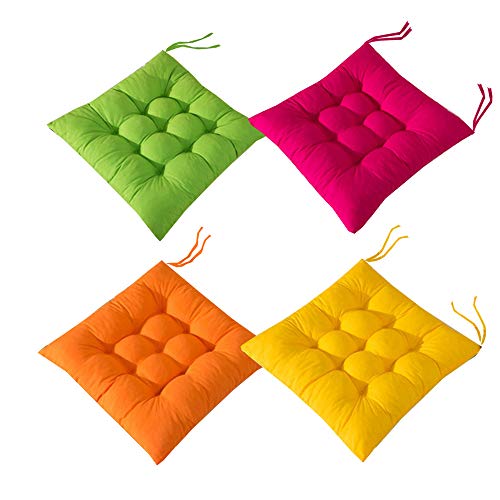 AIITLLYNA Lot de 4 Coussins de Chaise 40 x 40 cm,Coussins de Chaises Carrés,Différents Coloris pour Jardin terrasse Salle à Manger (Combinaison de Couleurs...