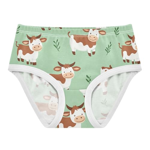 Wusikd Cartoon Cow Grass Girls' Underwear Cotton Cute Girls Briefs Soft Toddler Underwear 2T