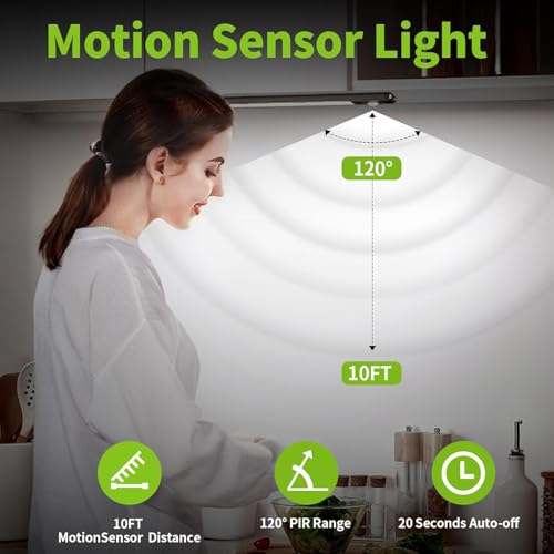 Image of LUCK AROUND 6 Pack Under Cabinet Lighting, Motion Sensor Light, 12-Inch Rechargeable LED, Battery Powered White