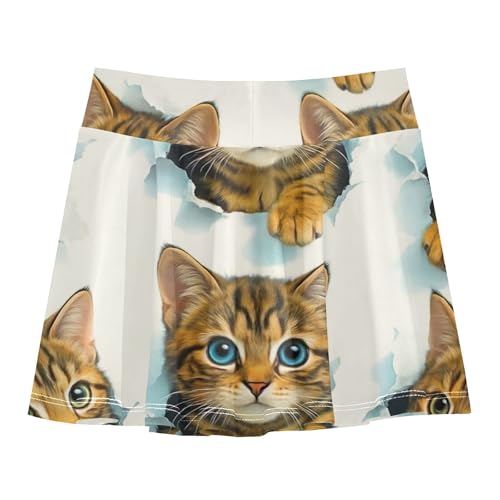 Joisal Athletic Shorts for Girls Skorts Kids Tennis Skirts Casual Little Girl Several Cute Tabby Kittens Poking 3t2