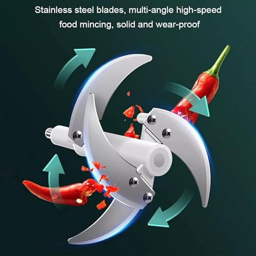 Image of Food Chopper, 2L Stainless Steel Electric Meat Grinders, Food Processor with 4 Sharp Blades for Baby Food, Meat, Nuts, Onion, Vegetables Easy Cleaning Automatic Electric Food (2L) Green