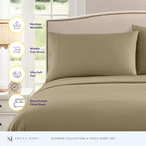 Full Size Sheet Sets - Breathable Luxury Sheets with Full Elastic & Secure Corner Straps Built In - 1800 Supreme Collection Extra Soft Deep Pocket Bedding Set, Sheet Set, Full, Sage