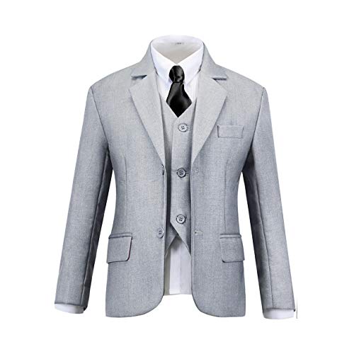 Boys Suits For Kids Toddler Gray Tuxedo Dresswear Set With Jacket Vest Pants Shirt And Tie Size 3 #TOP1