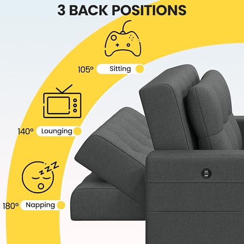 Sillón Convertible Plegable Gris Oscuro miniatura 5